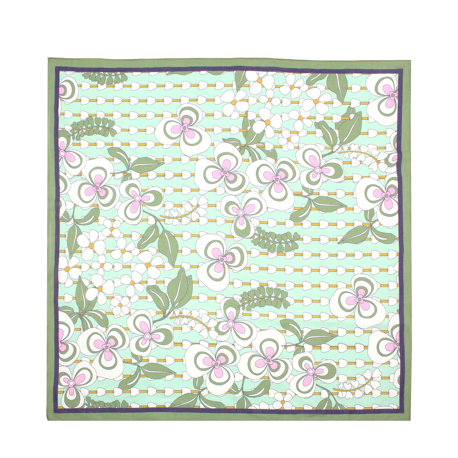 Green Retro Printed Cotton Scarf