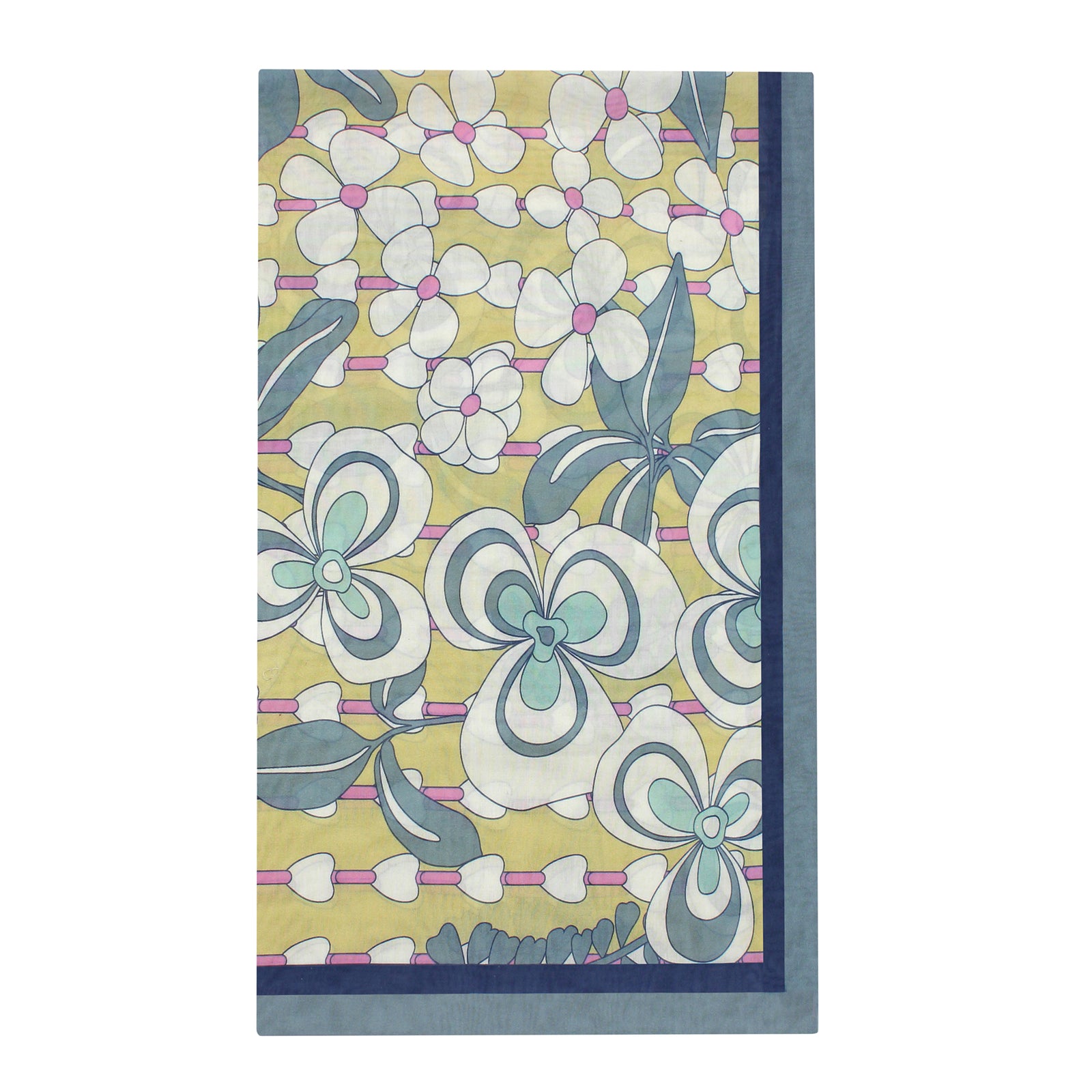 Yellow Retro Printed Cotton Scarf