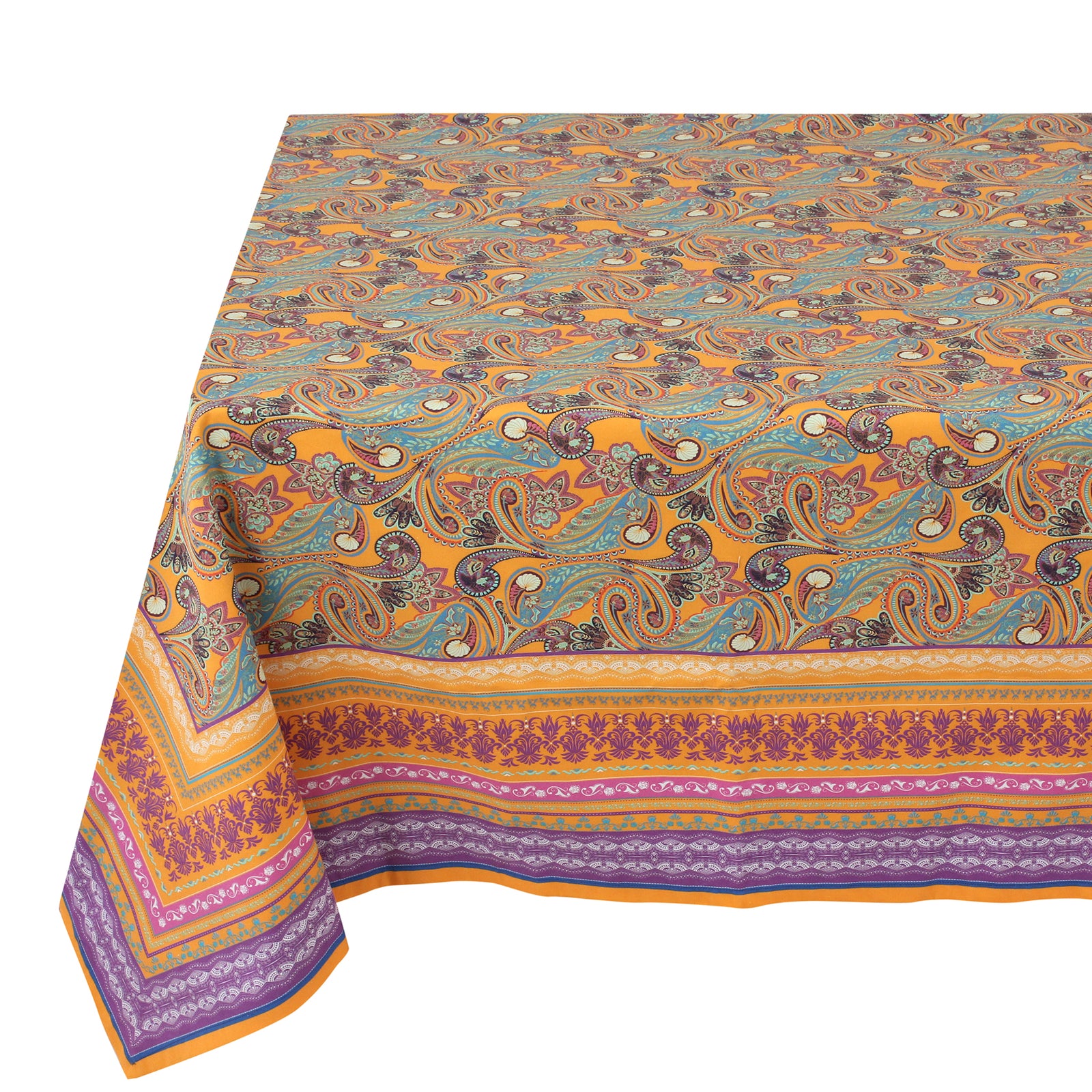 Yellow Paisley Cotton Tablecloth
