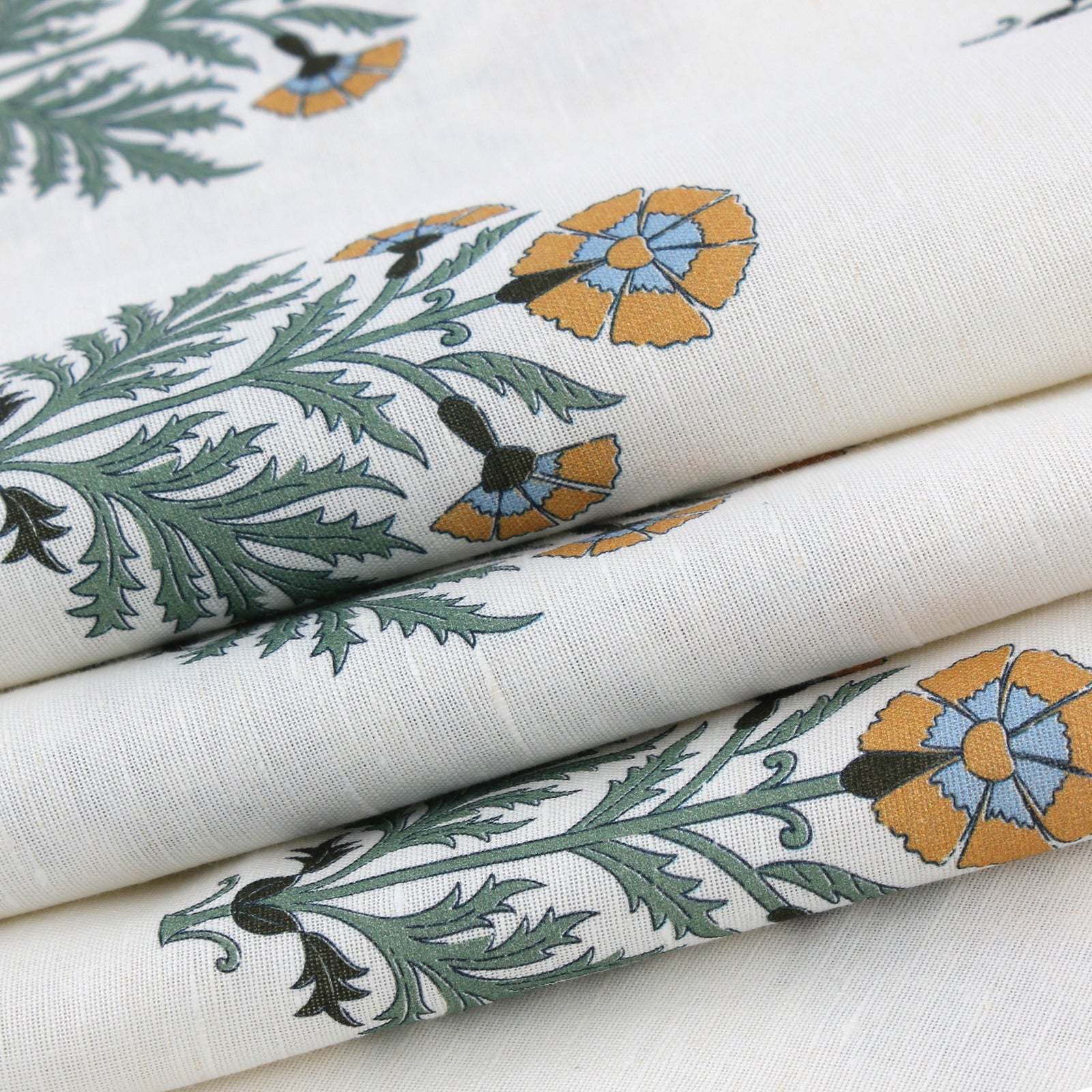 Sunlit Florals Linen Kaftan Dress