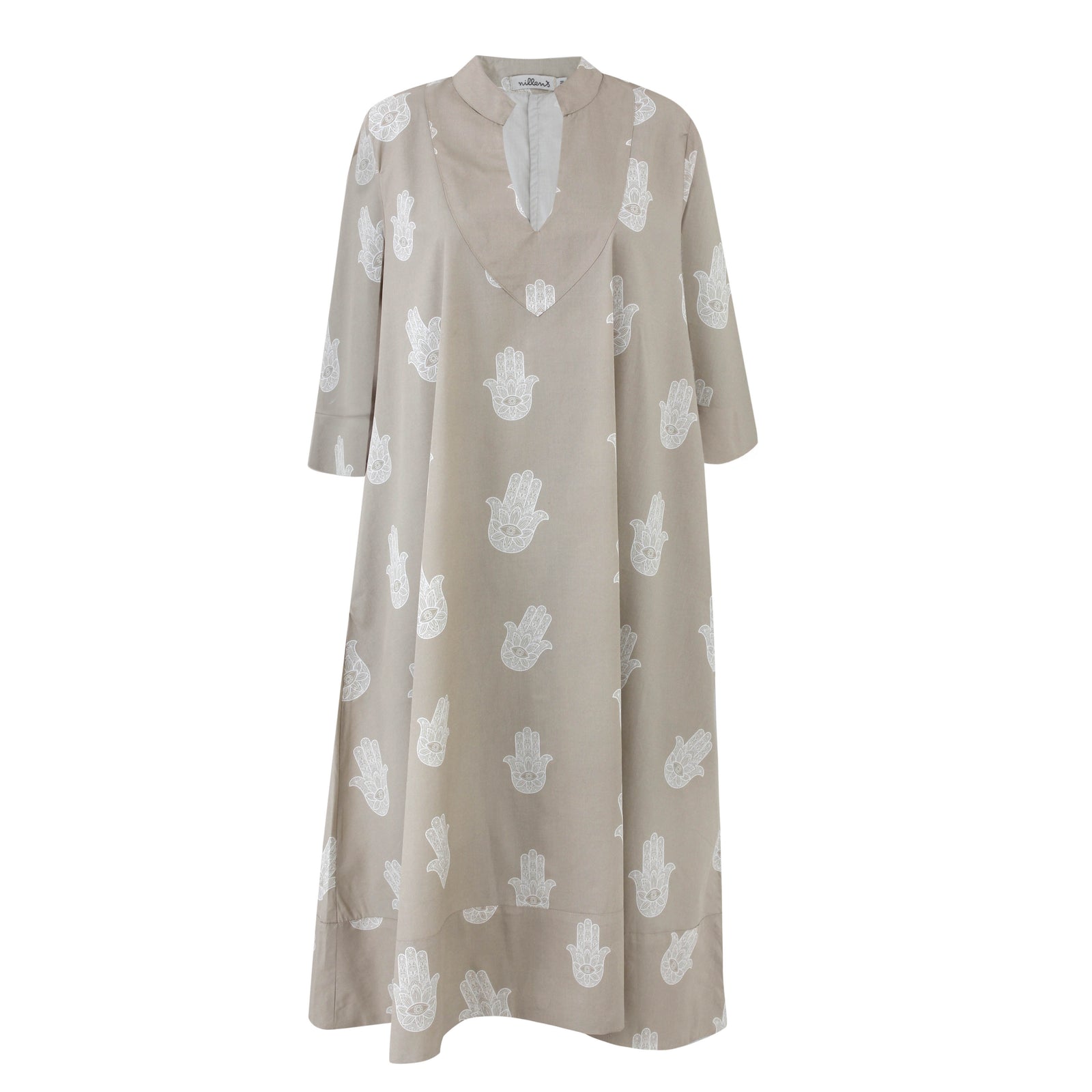 Beige Fatima Cotton Kaftan Dress