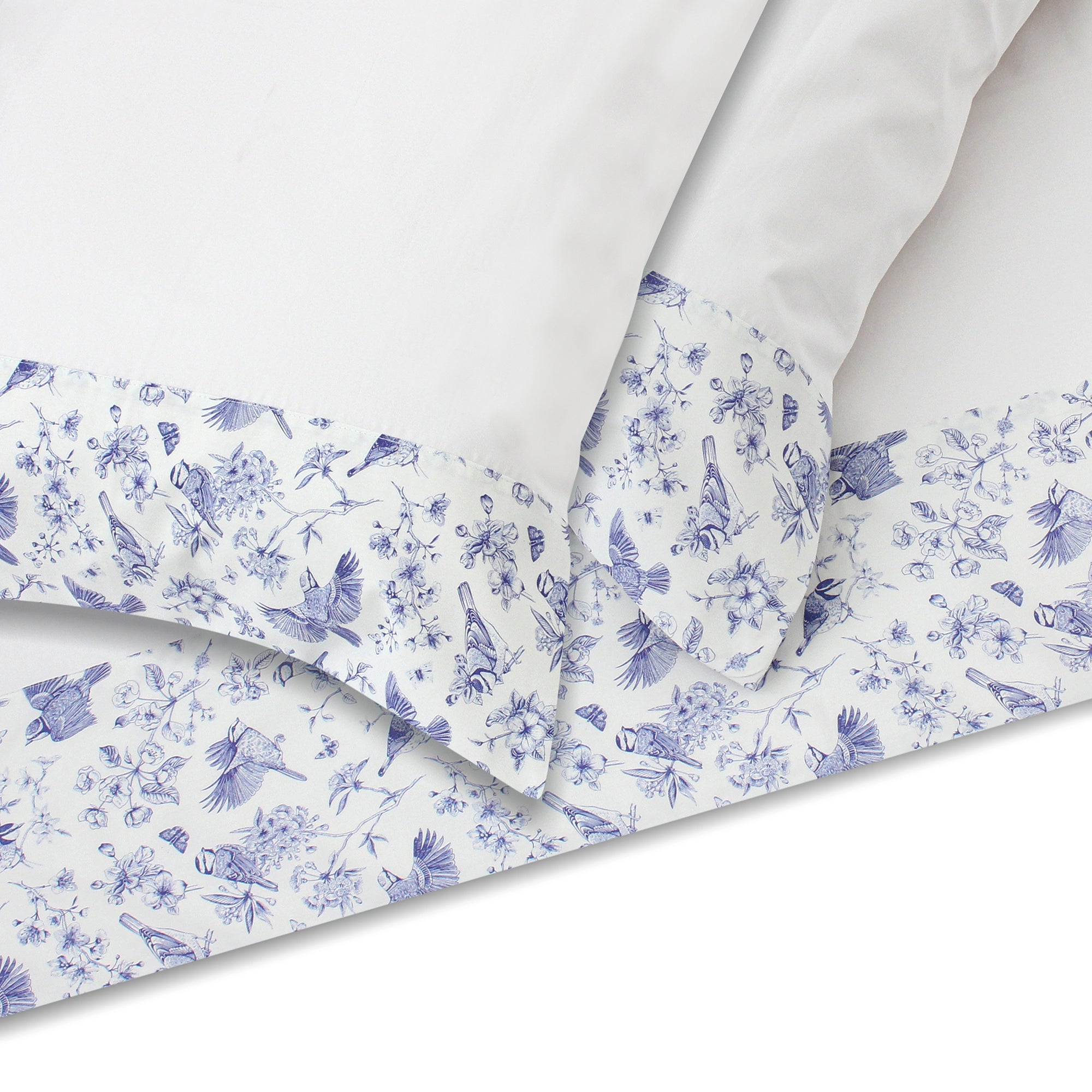 Blue Robins Flat Sheet + Pillowcases (350 TC)