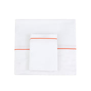 White With Orange Piping Sheet + Pillowcases (600 TC)