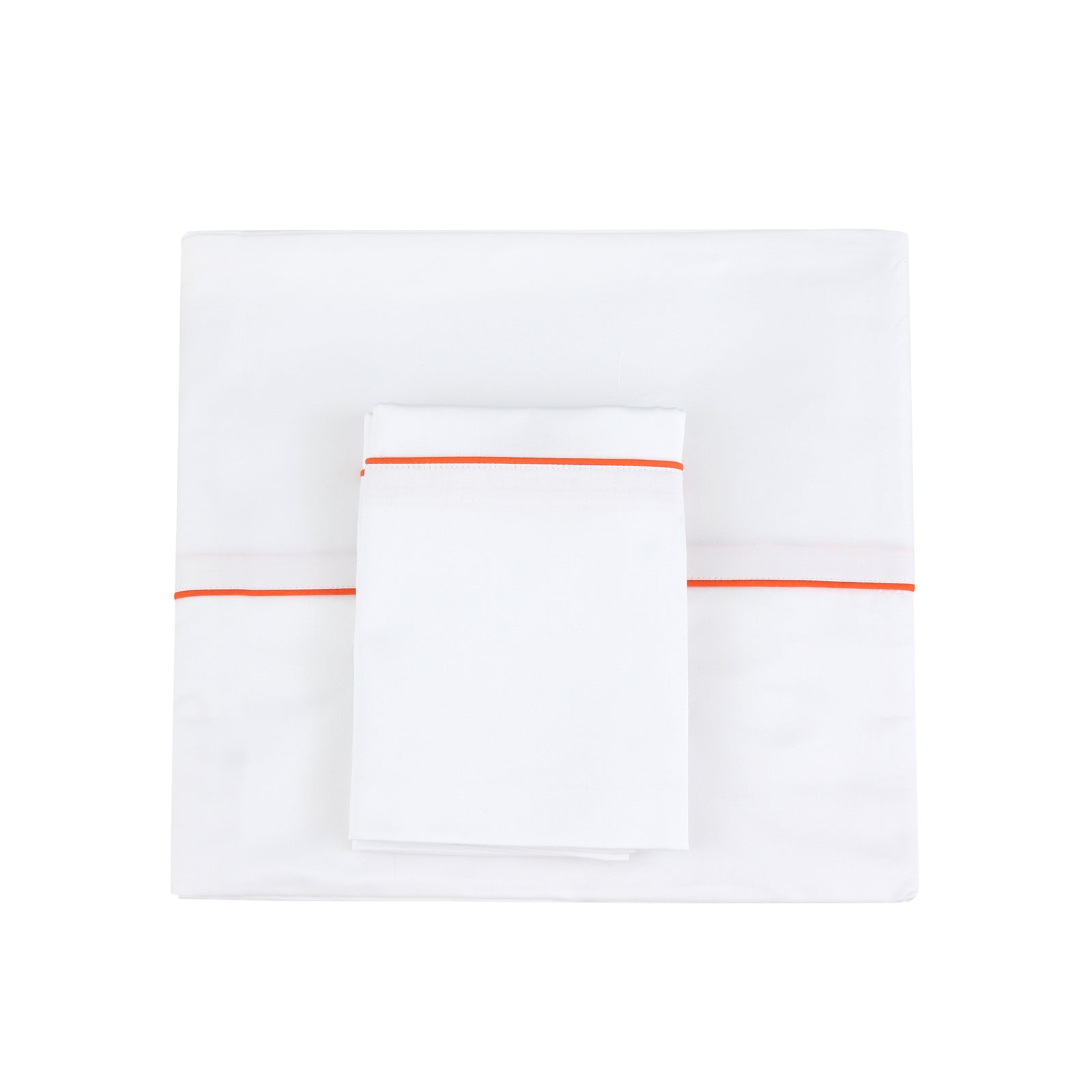 White/Orange Piping Sheet + Pillowcases (600 TC)