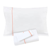 White With Orange Piping Sheet + Pillowcases (600 TC)