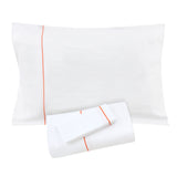 White With Orange Piping Sheet + Pillowcases (600 TC)