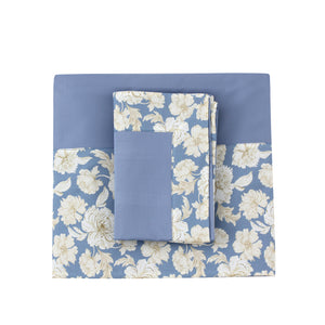 Cream on Blue Border Sheet + Pillowcases (600 TC)