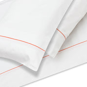 White With Orange Piping Sheet + Pillowcases (600 TC)
