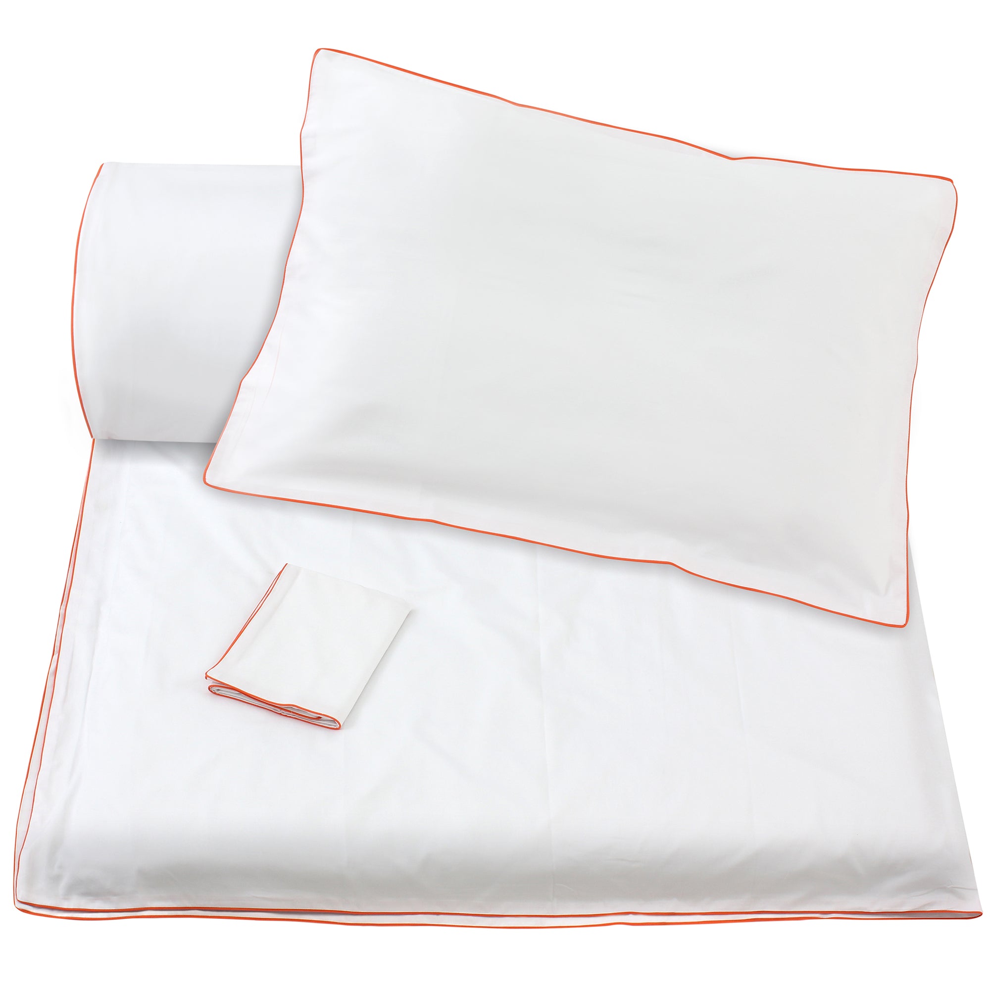 White/Orange Piping Duvet  + Pillowcases (600 TC)