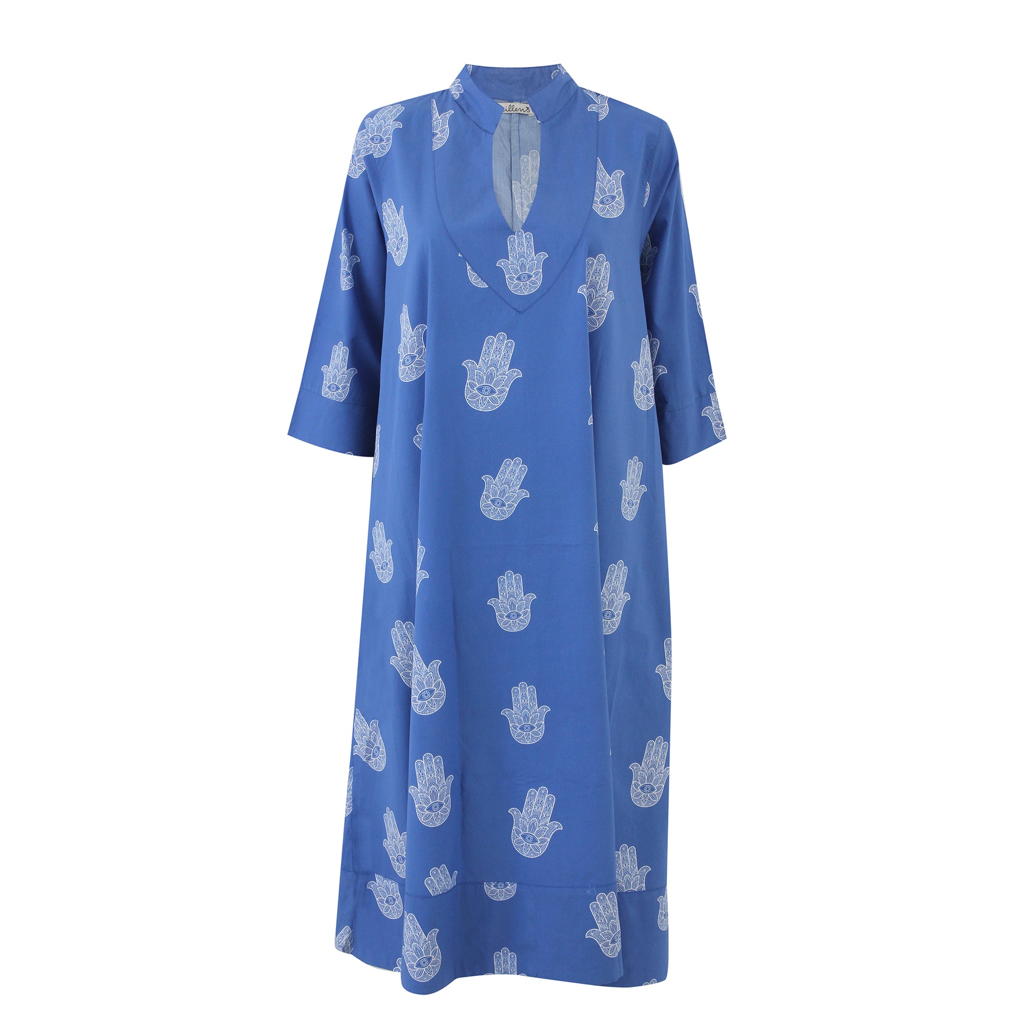 Blue Fatima Cotton Kaftan Dress