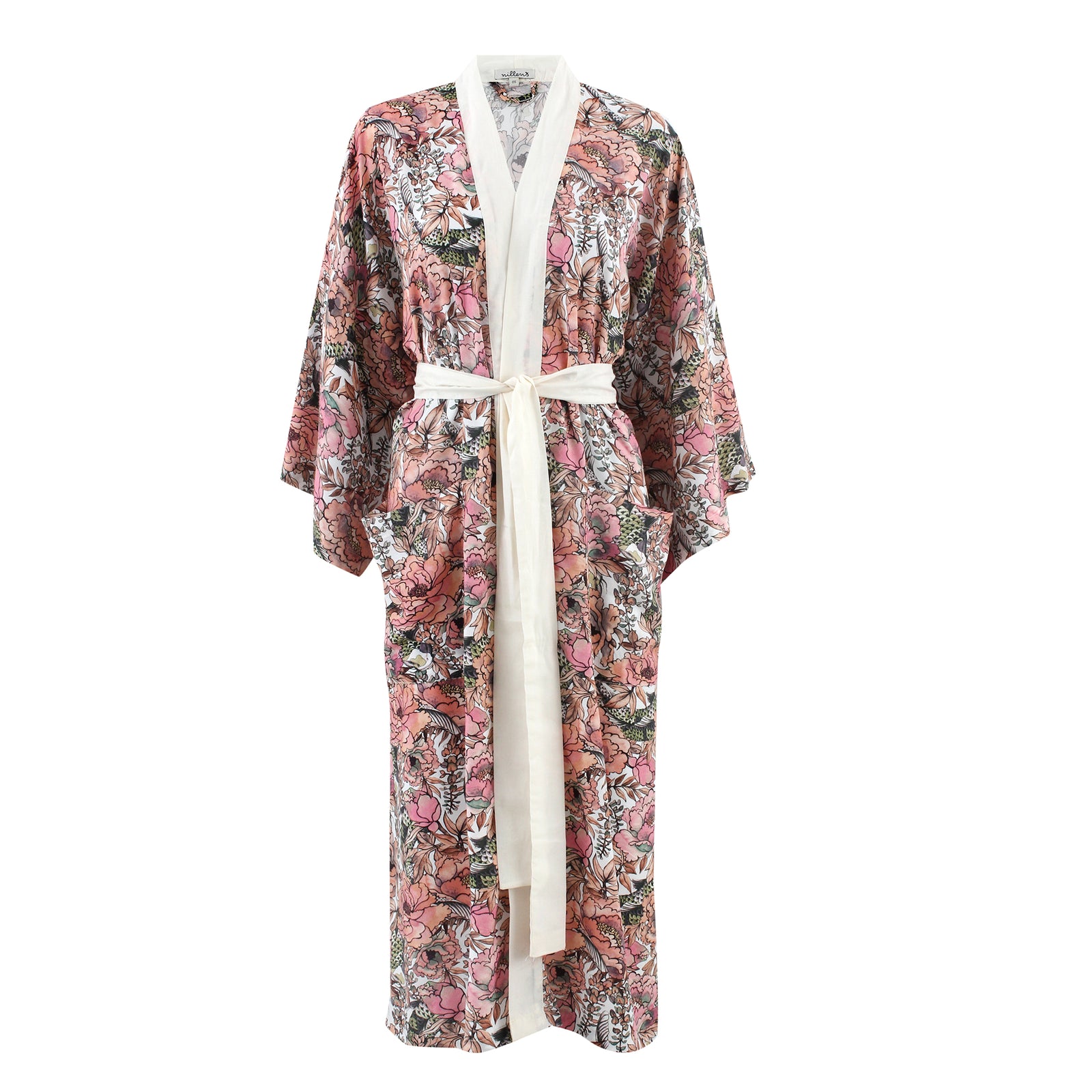 Pink Tropical Pool Silky Viscose Kimono