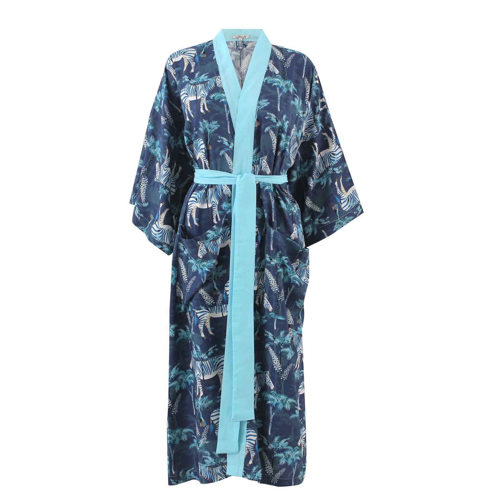 Blue Zebra Silky Viscose Kimono
