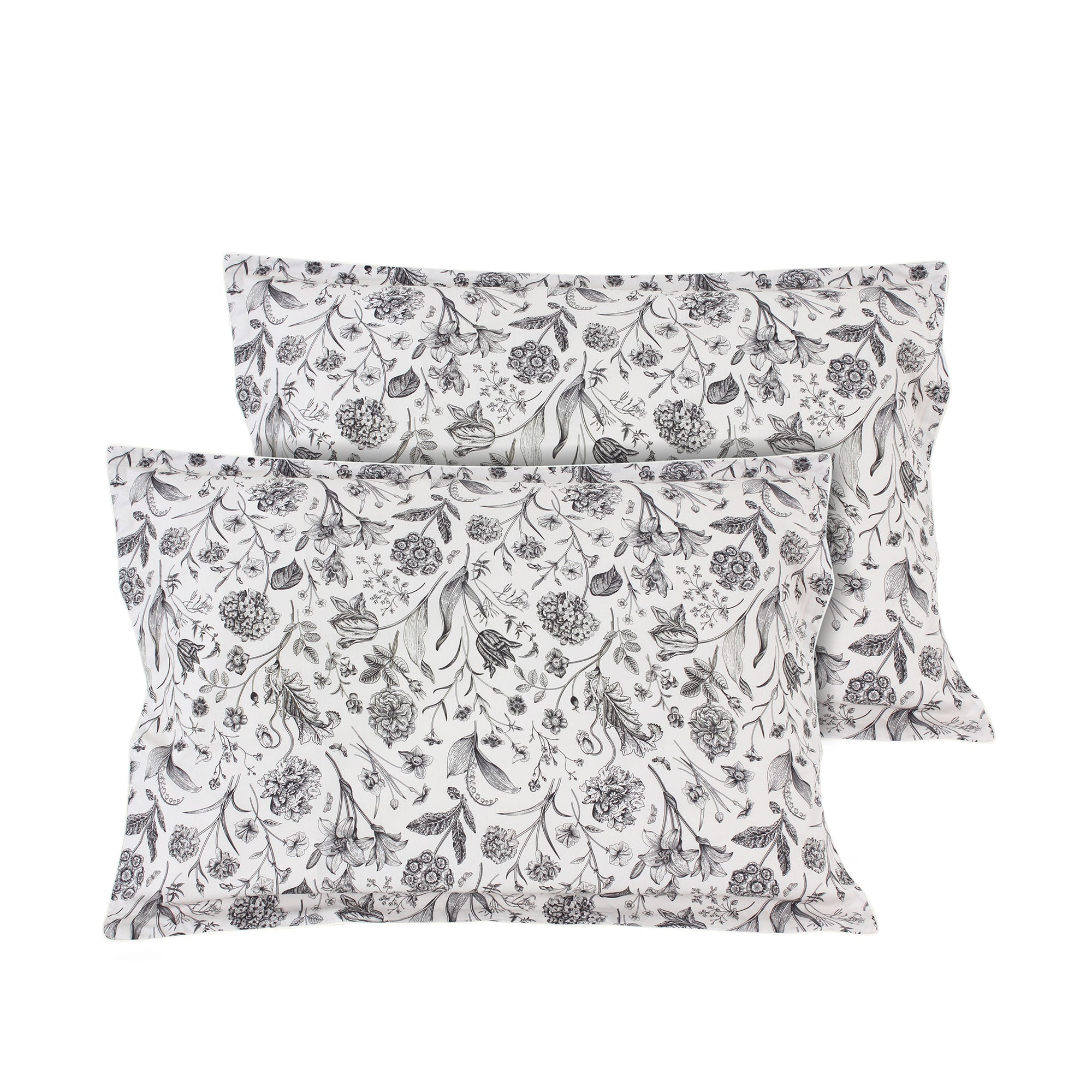 Graphite Florals Pillowcases, Set of 2 (600 TC)