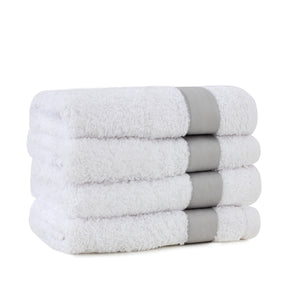 Plain Silver Hand Towels (Set of 4)