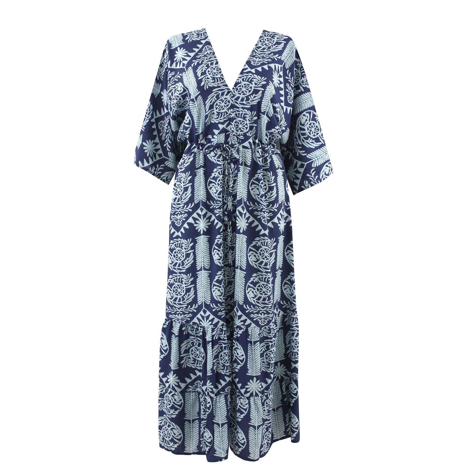 Blue lris Tie Front Dress