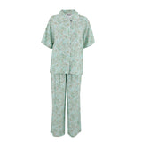 Mint Paisley Piping Silky Viscose Pyjama Set