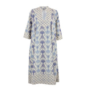 Blue Ikat Linen Kaftan Dress