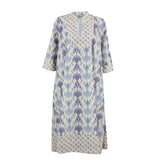 Blue Ikat Linen Kaftan Dress