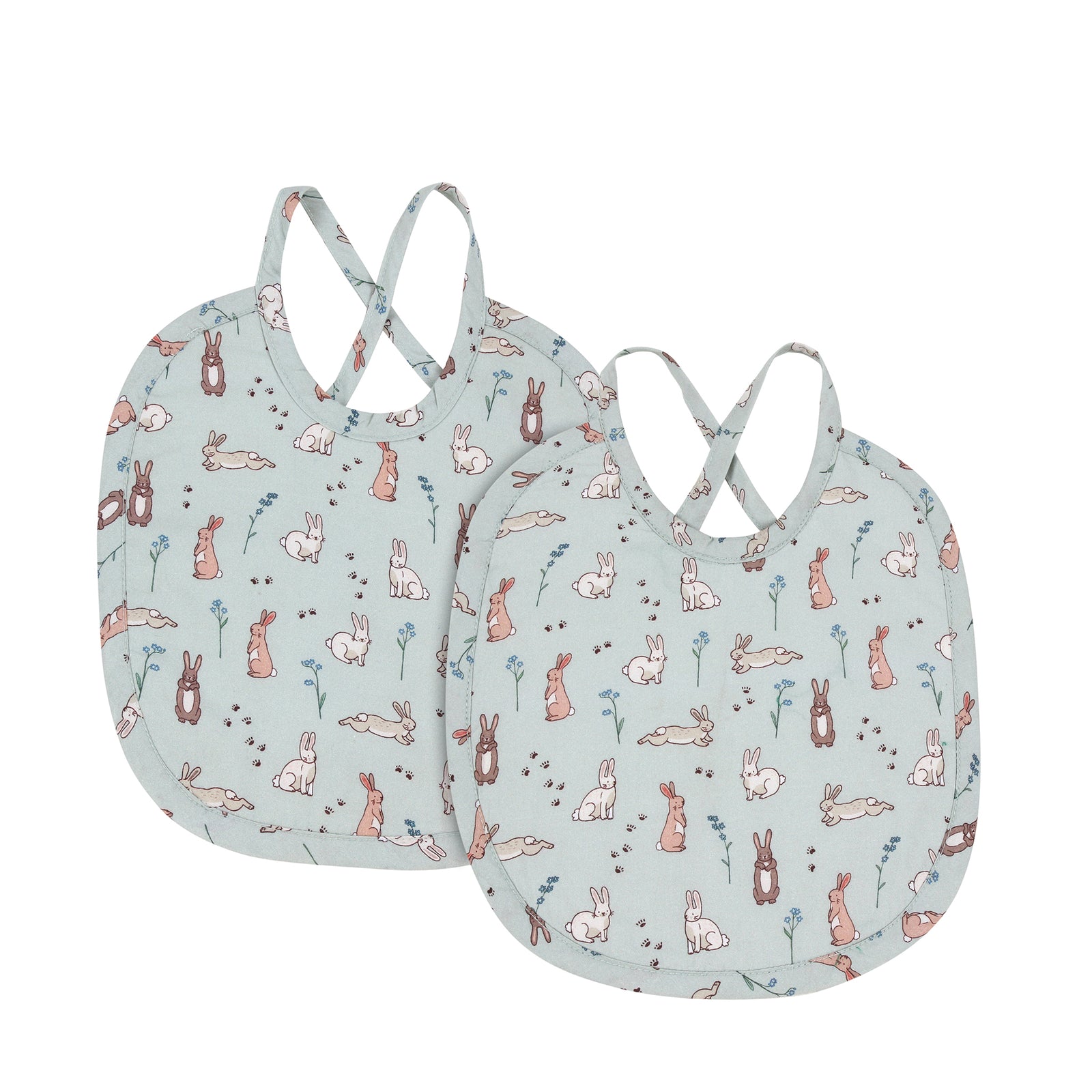 Blue Bunnies Bib (Set of 2)