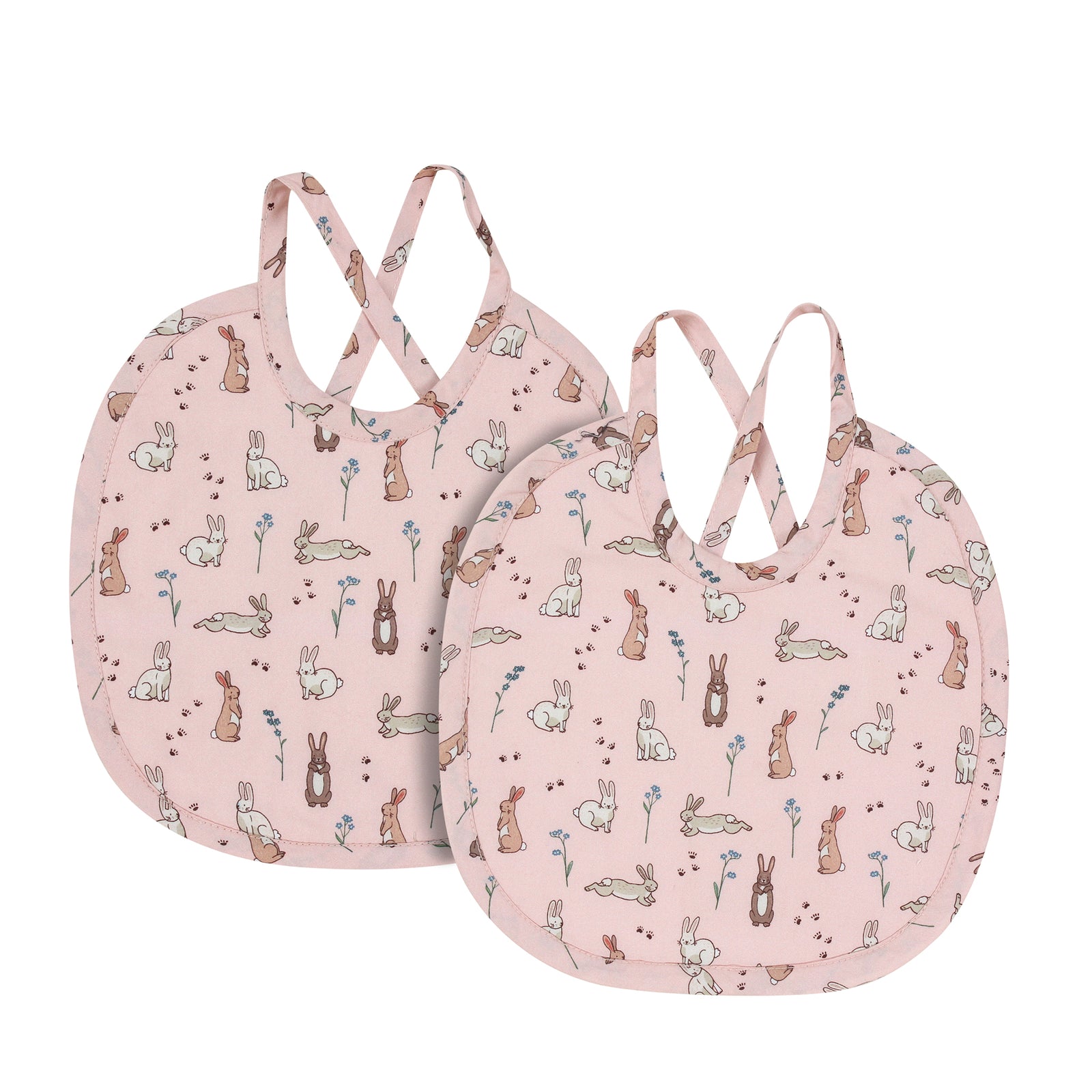 Pink Bunnies Bib (Set of 2)