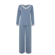 Blue Lace Trim Pyjama Set