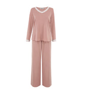 Dusty Pink Lace Trim Pyjama Set