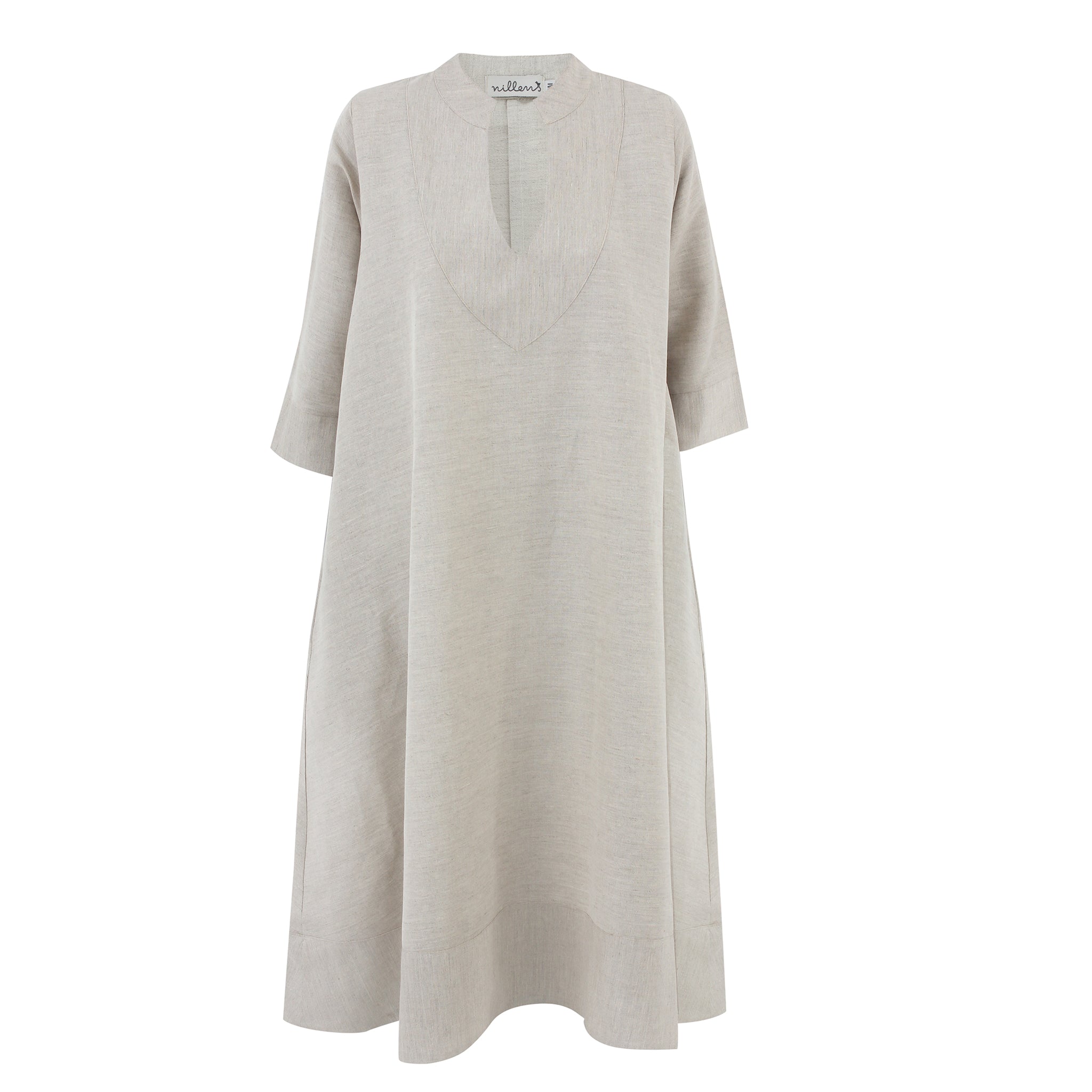 Plain Beige Linen Kaftan