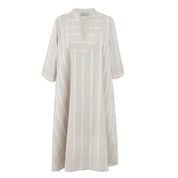 Beige Striped Linen Kaftan