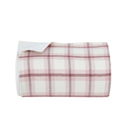 Off-White/Rose Checkered Throw Blanket