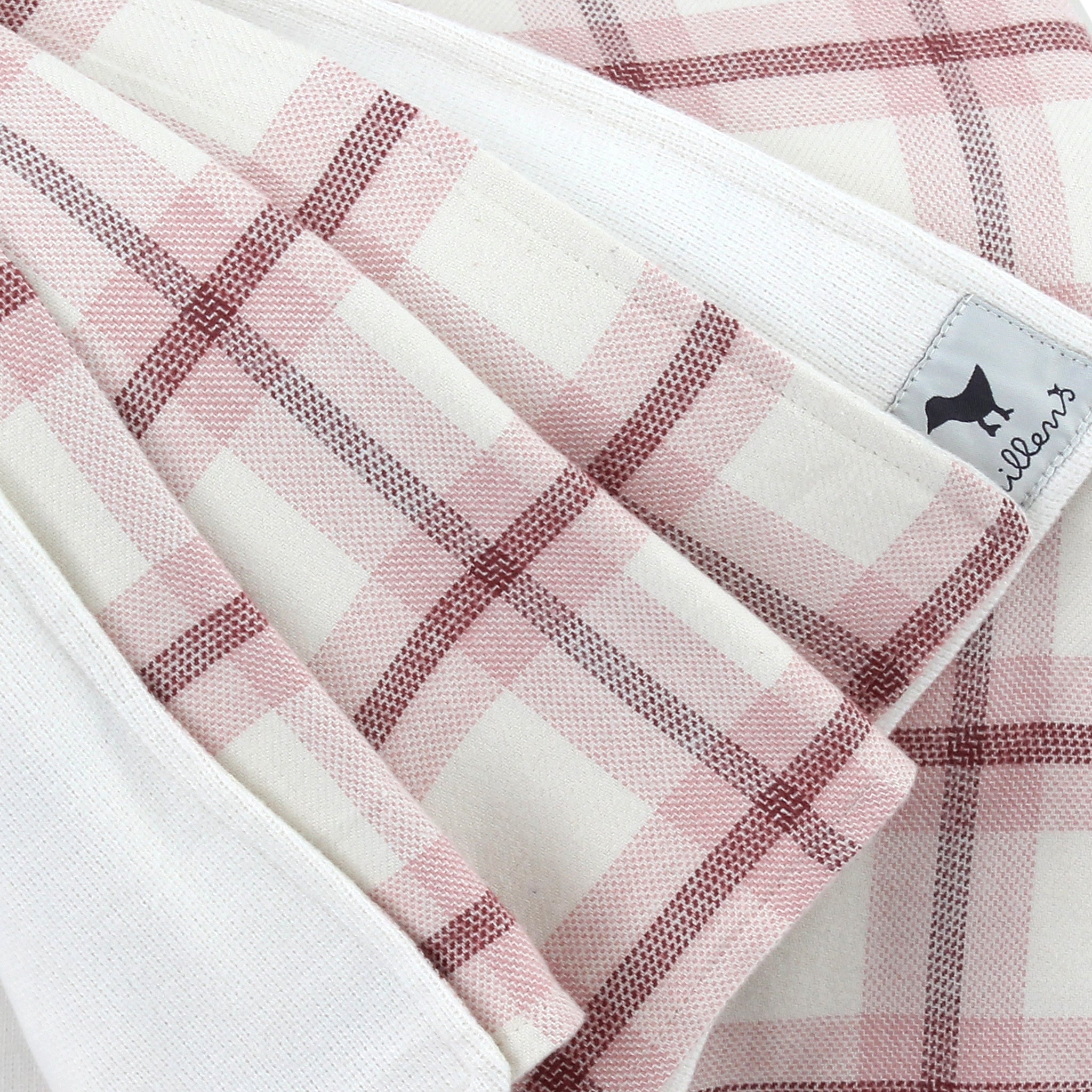 Off-White/Rose Checkered Throw Blanket