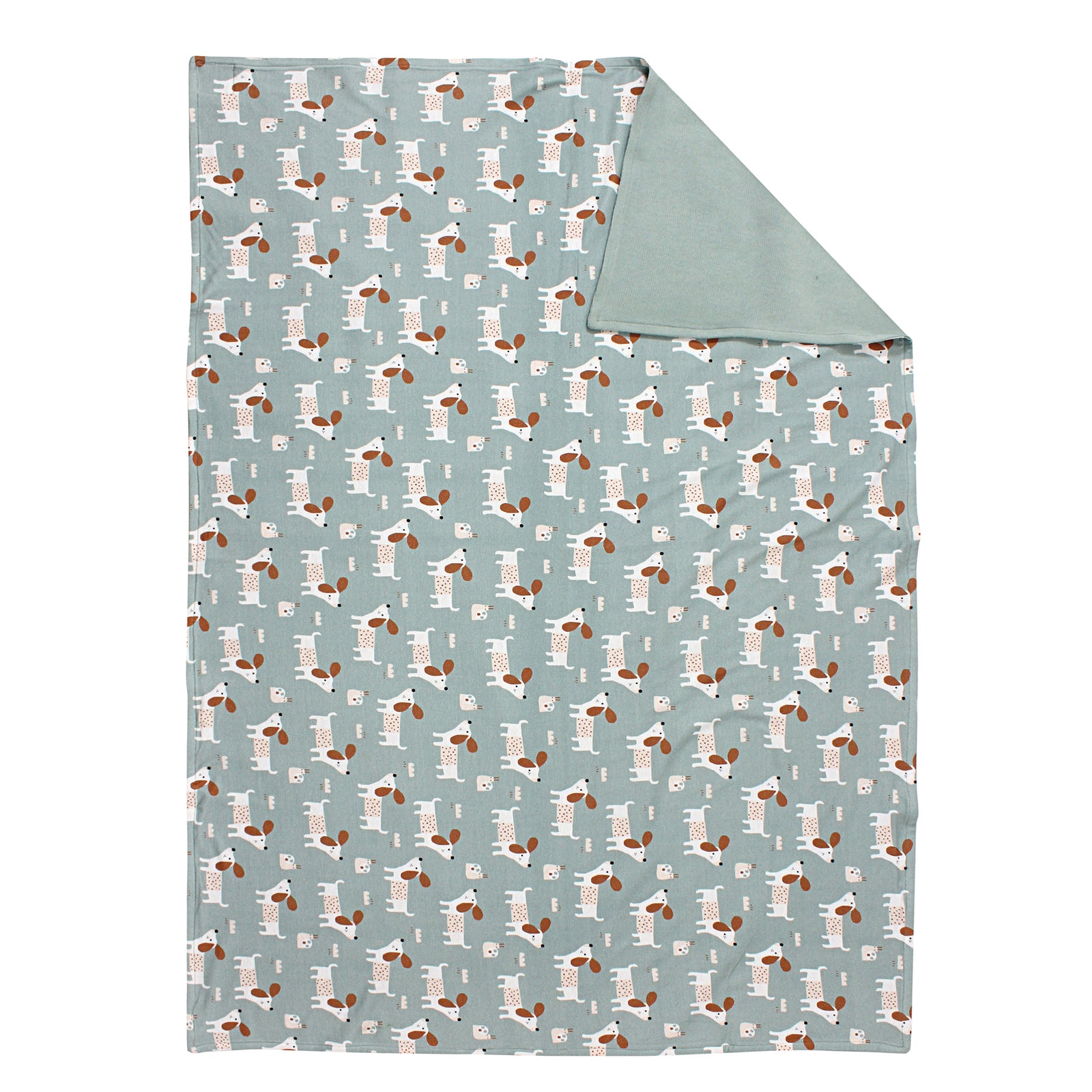 Dog & Snail Green Baby Blanket