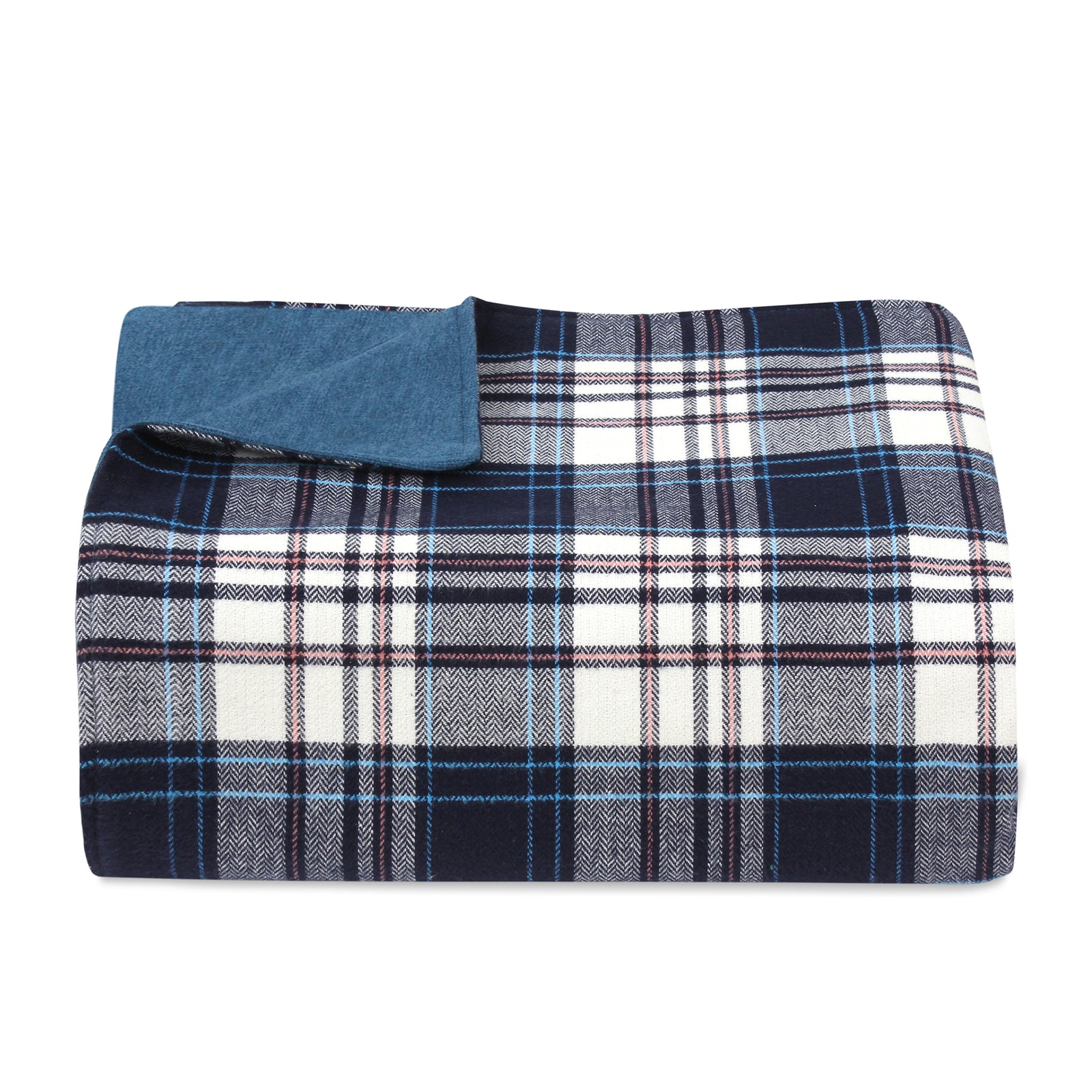 Navy/Off-White Check Throw Blanket