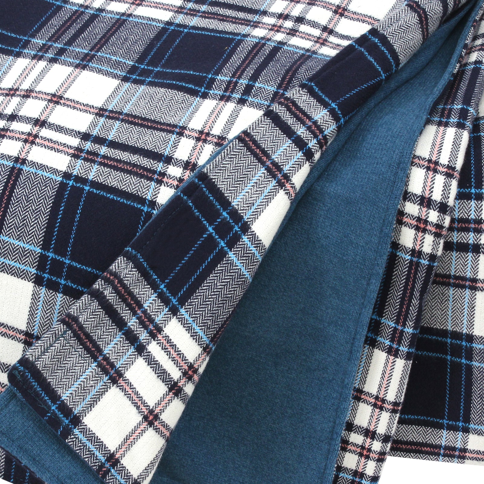 Navy/Off-White Check Throw Blanket