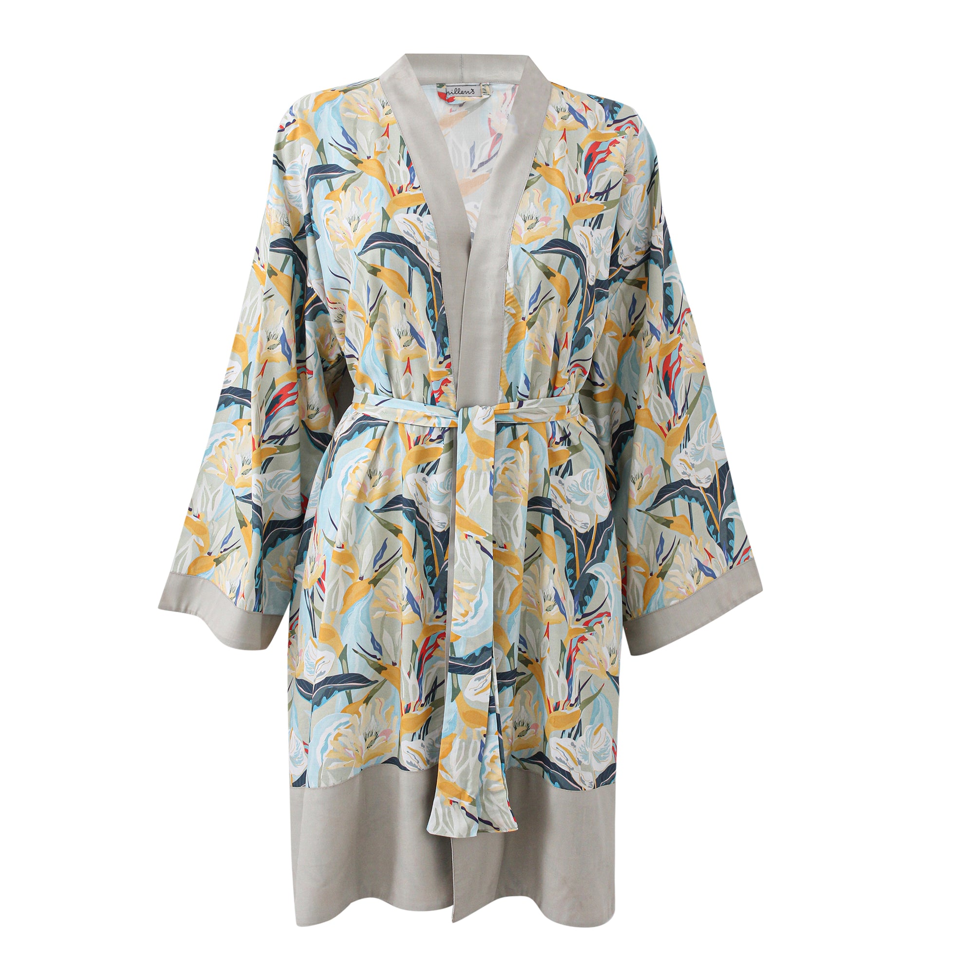 Khaki Orchid Short Kimono