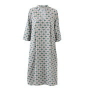 Cream Palm Cotton Kaftan Dress