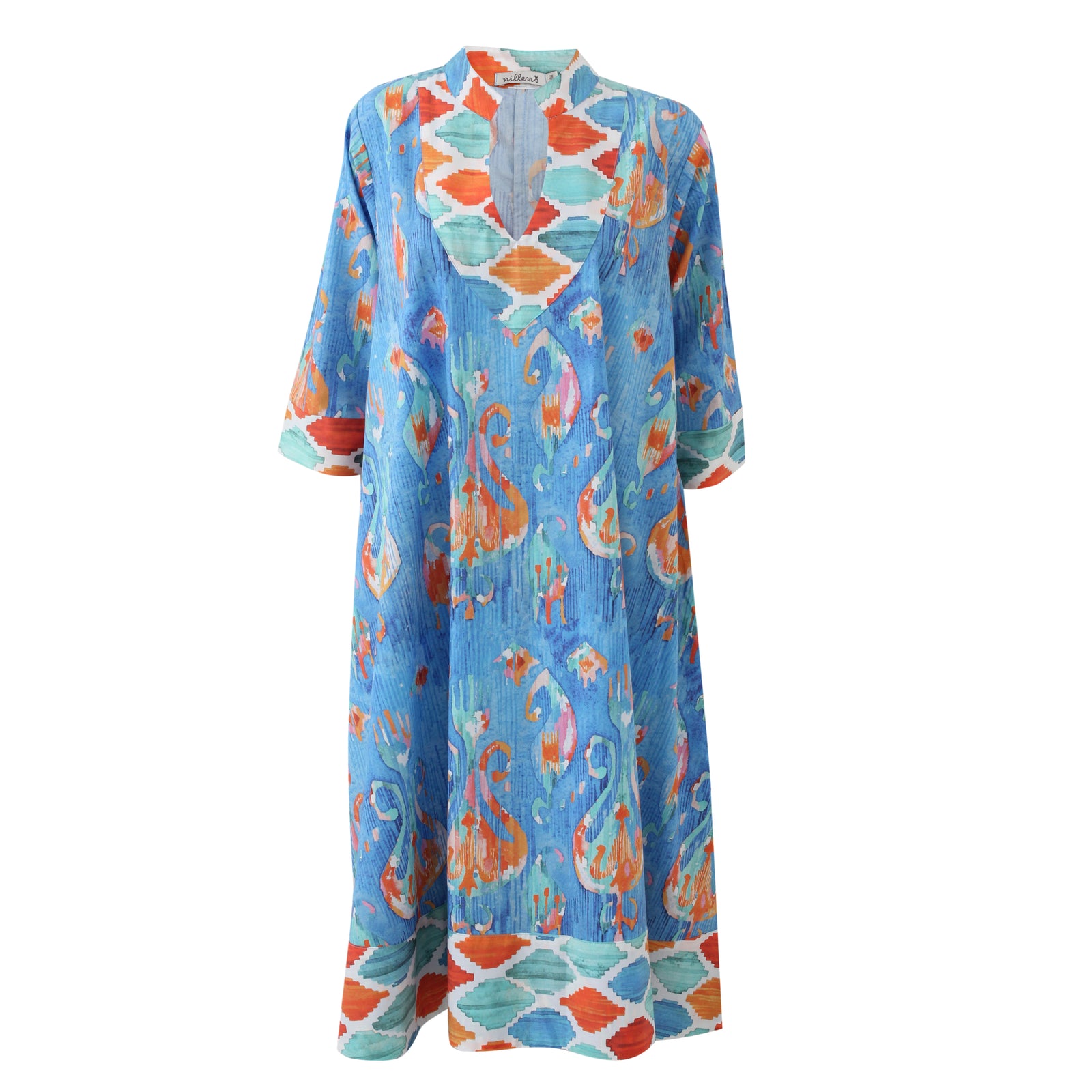 Dreamy Azure Cotton Kaftan Dress