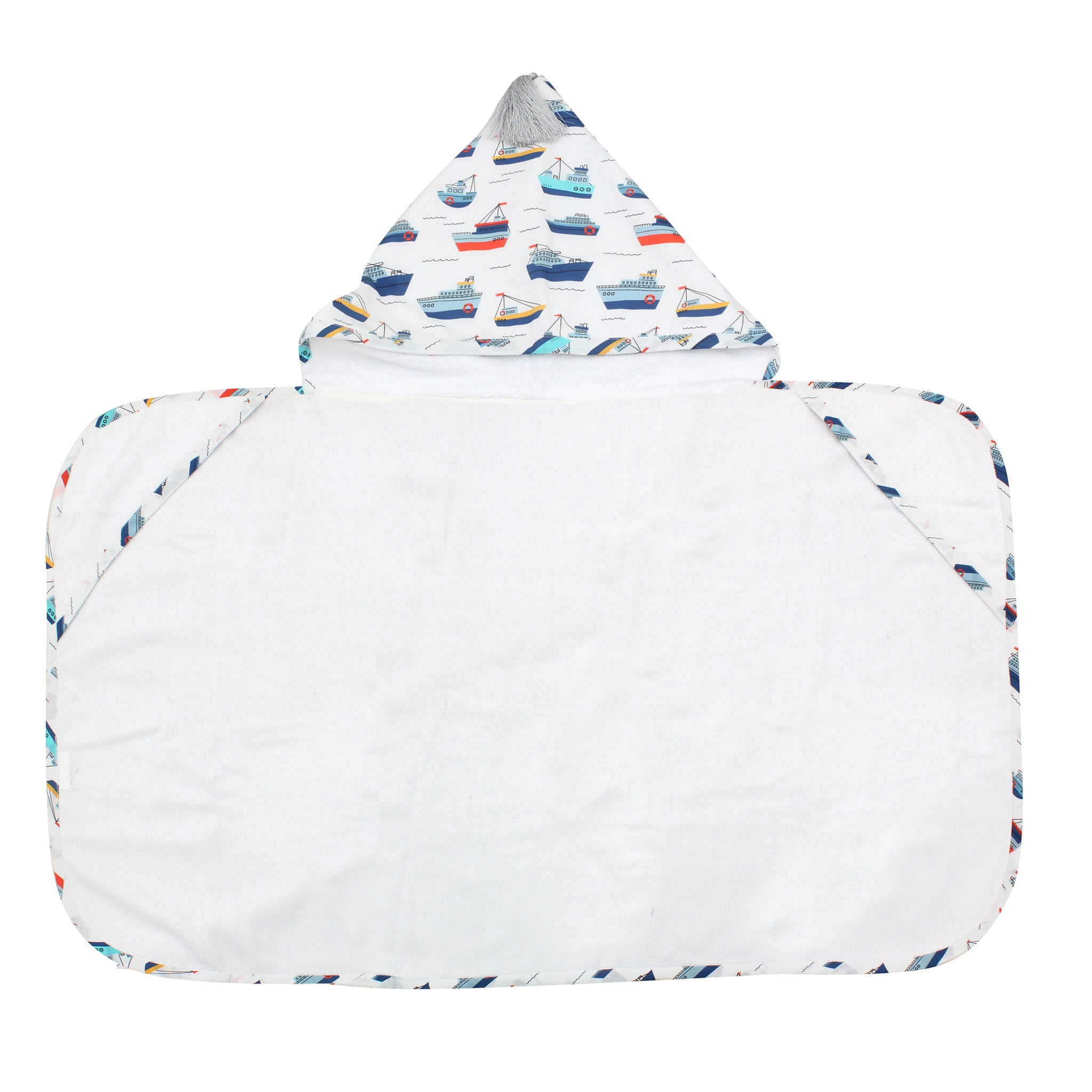 Blue Boats Hooded Kids Towel (3-5Y)