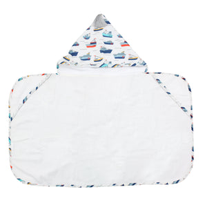 Blue Boats Hooded Kids Towel (3-5Y)