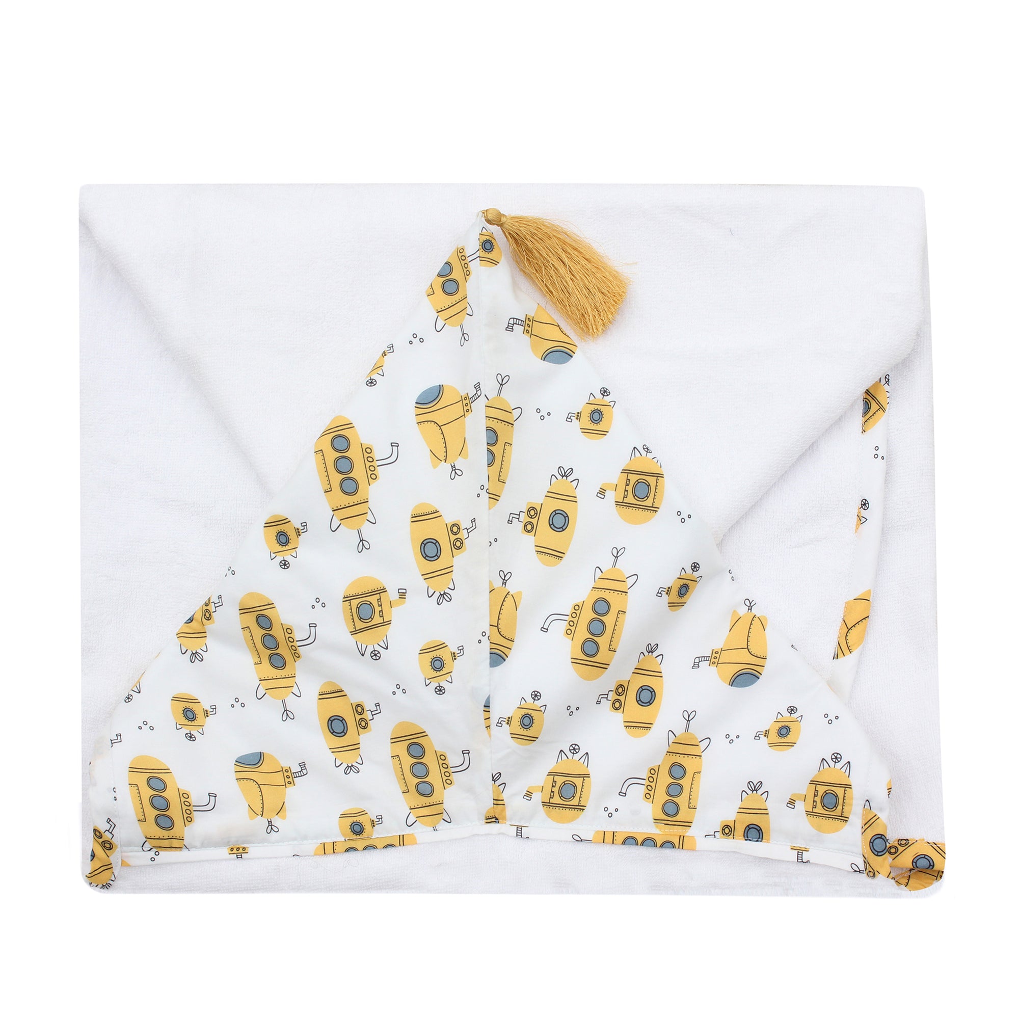 Yellow Submarines Hooded Baby Towel (Large)