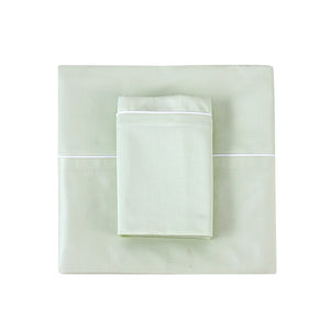 Mint/White Piping Sheet + Pillowcases (600 TC)
