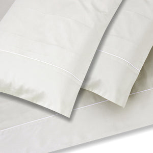 Mint/White Piping Sheet + Pillowcases (600 TC)