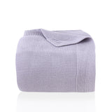 Lilac Cotton Knit Throw Blanket