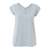 Sky Blue Cotton Slub V-Neck T-Shirt