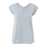 Sky Blue Cotton Slub V-Neck T-Shirt