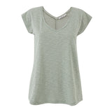 Sage Green Cotton Slub V-Neck T-Shirt