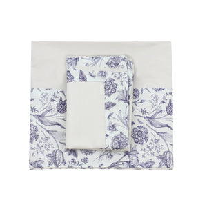 Silver Florals Sheet + Pillowcases (600 TC)