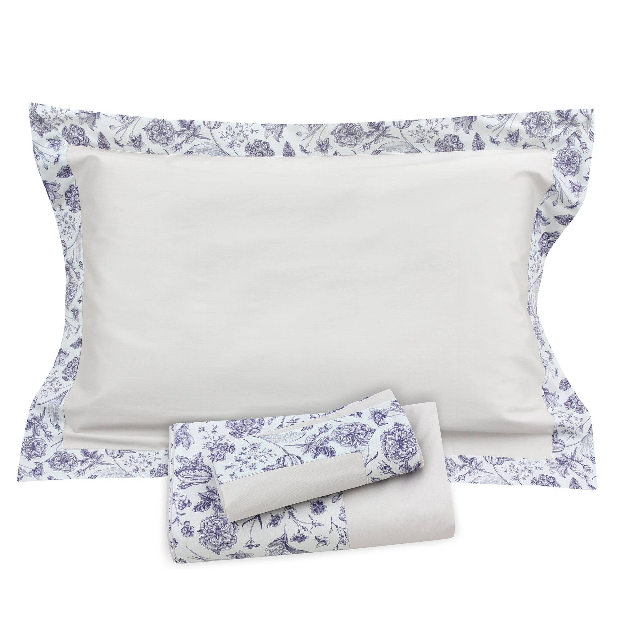 Silver Florals Sheet + Pillowcases (600 TC)