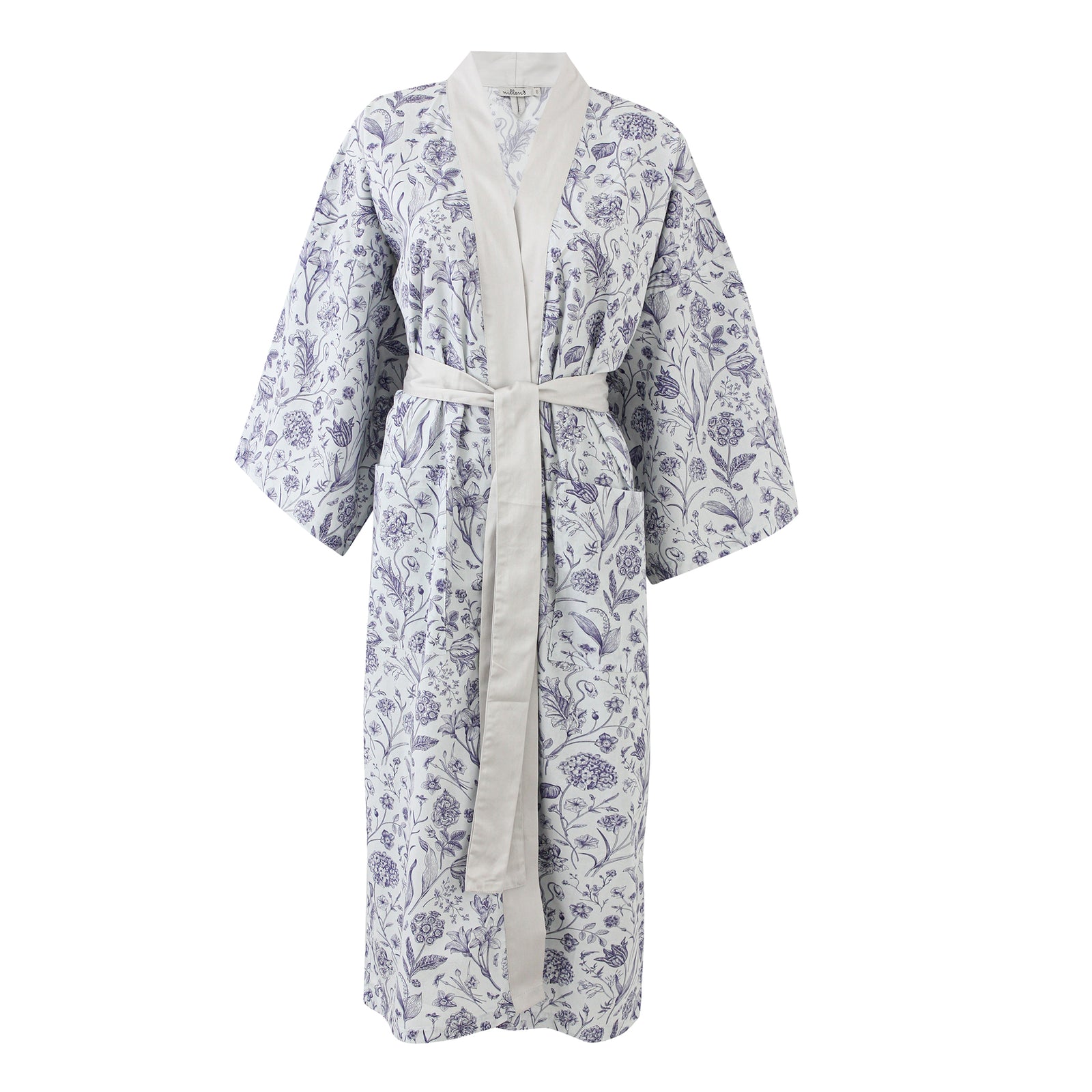 Silver Florals Classic Cotton Kimono