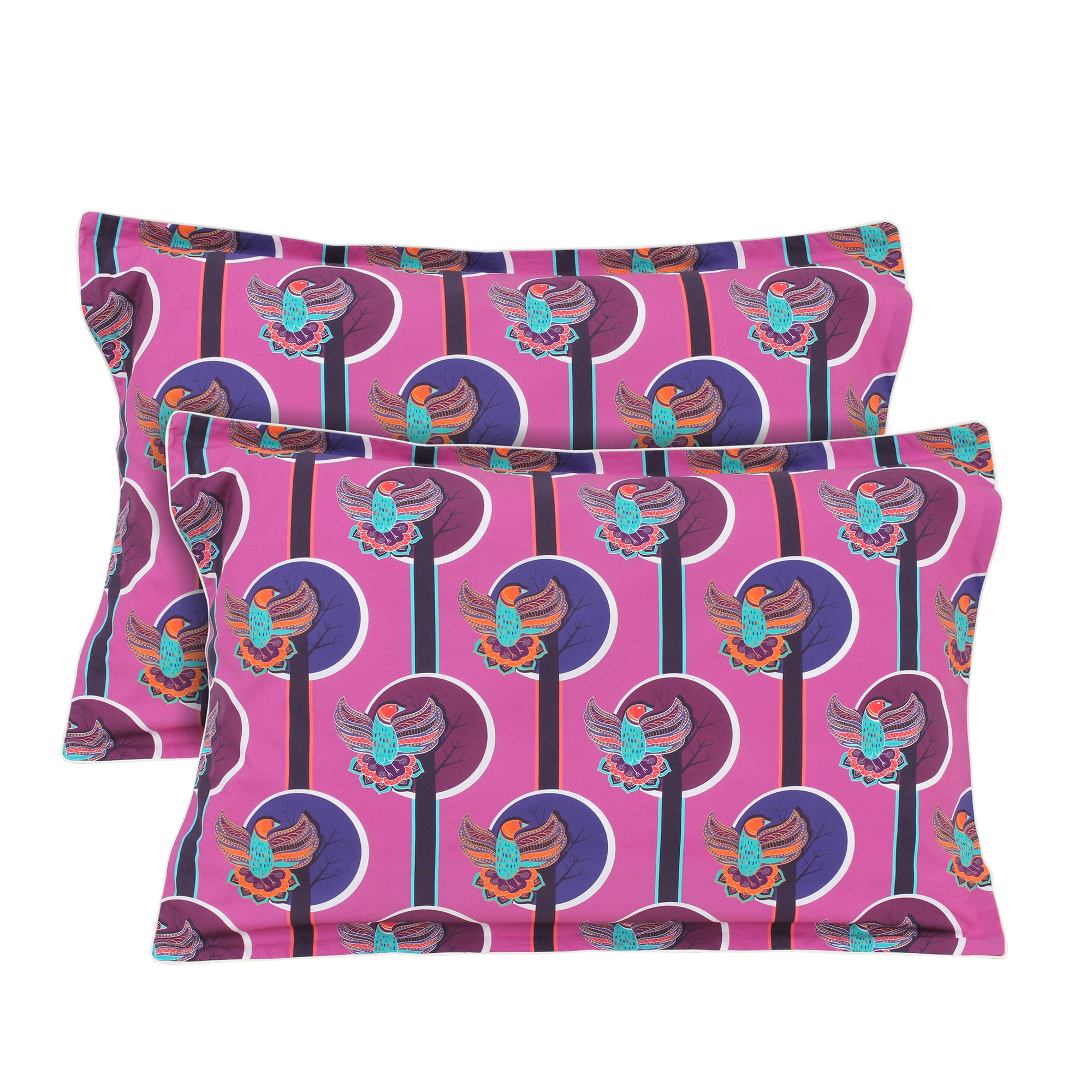 Purple Sparrow Pillowcases, Set of 2 (350 TC)