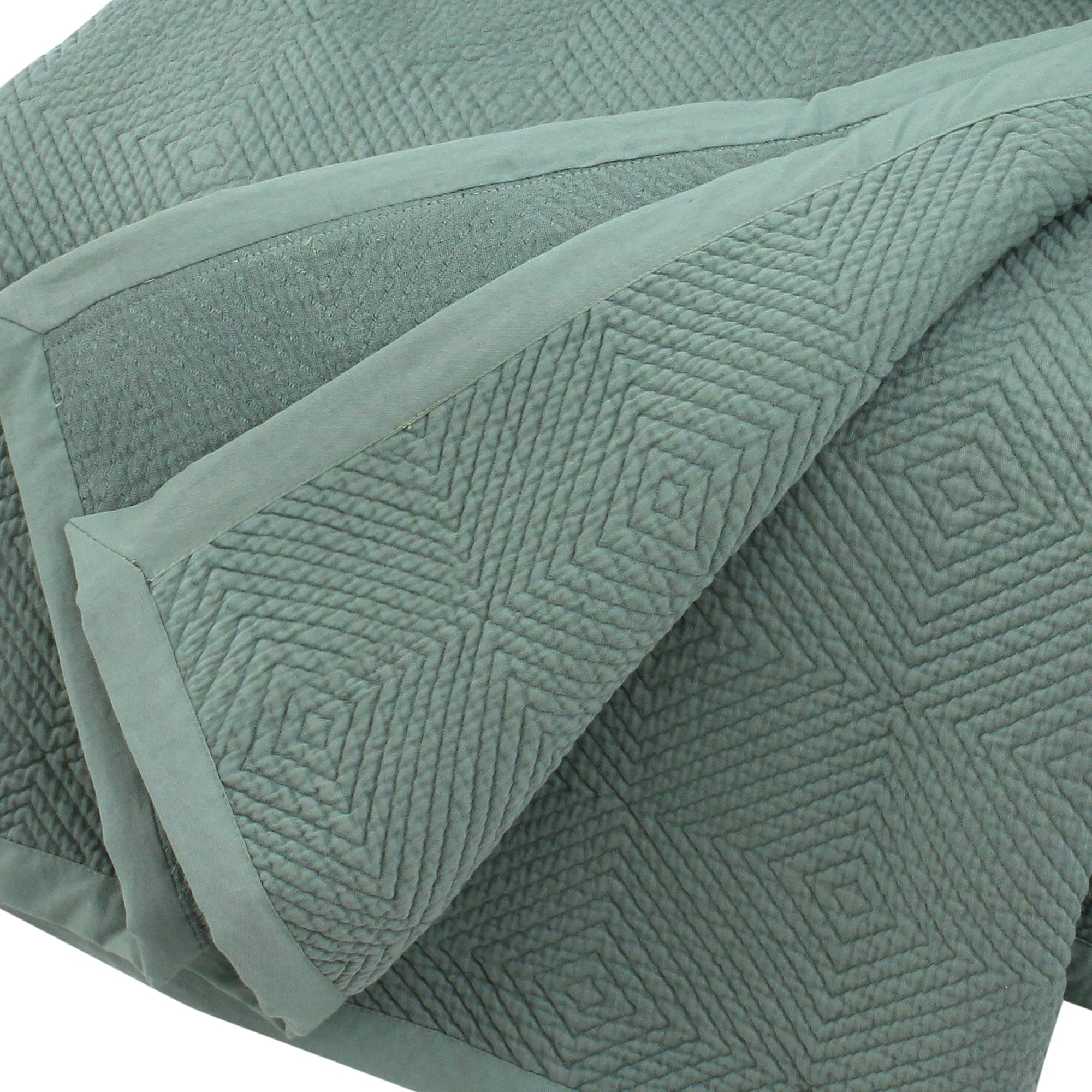 Olive Geometric Jacquard Bedspread